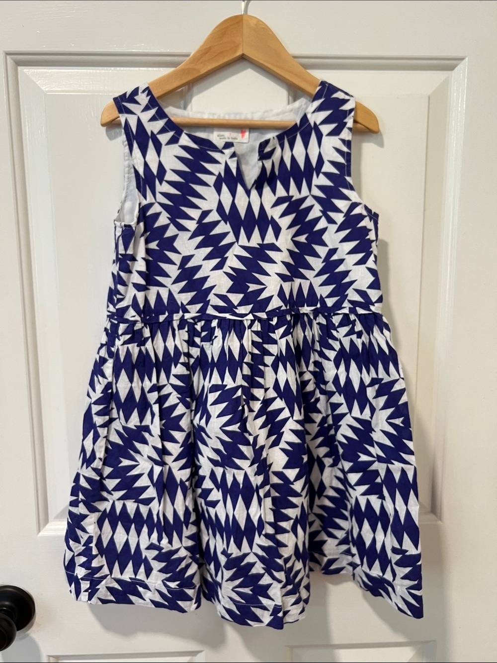 Crewcuts Navy and White Geometric Sleeveless Dress